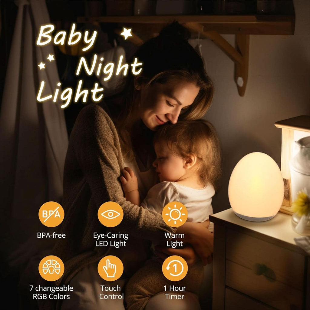 Rechargeable Nursery Night Light Egg Lamp Multicolor