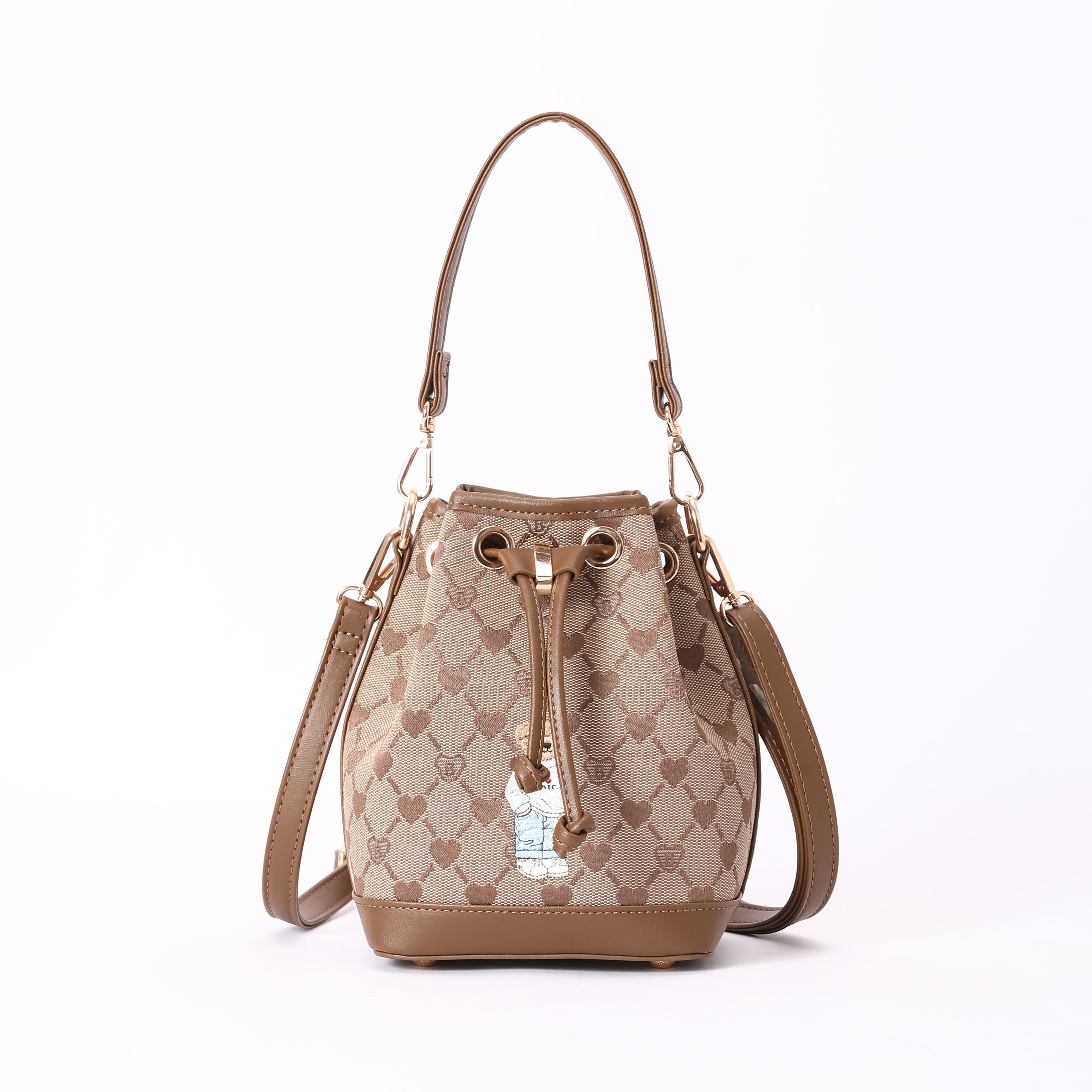 Signare London - B-Loved Bucket Handbag on Beige Monogram