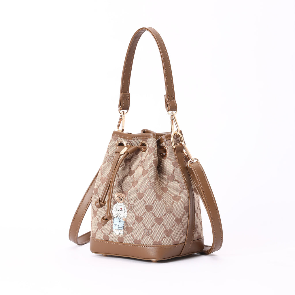 Signare London - B-Loved Bucket Handbag on Beige Monogram