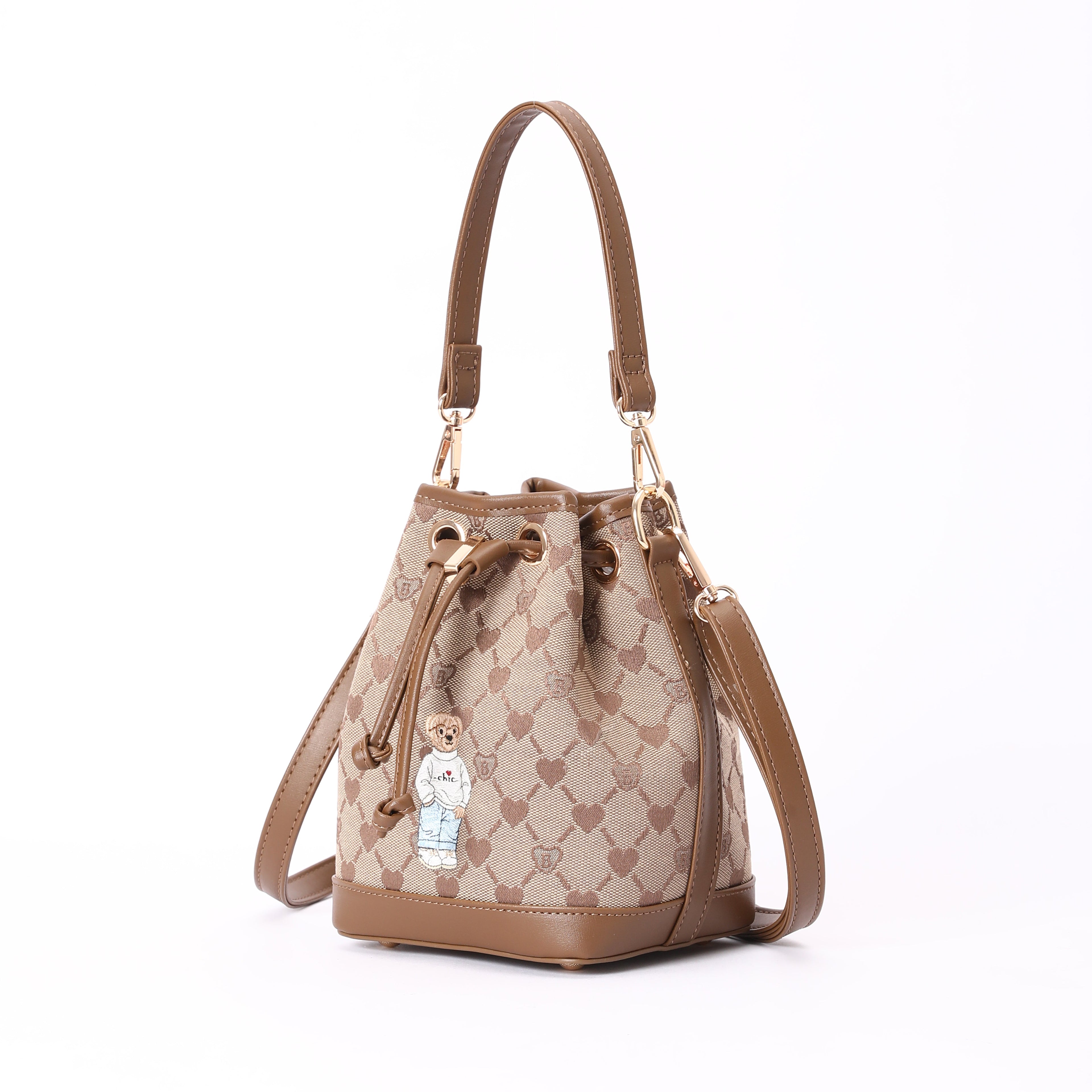 Signare London - B-Loved Bucket Handbag on Beige Monogram