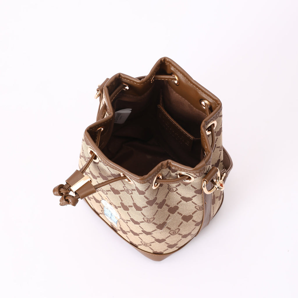 Signare London - B-Loved Bucket Handbag on Beige Monogram