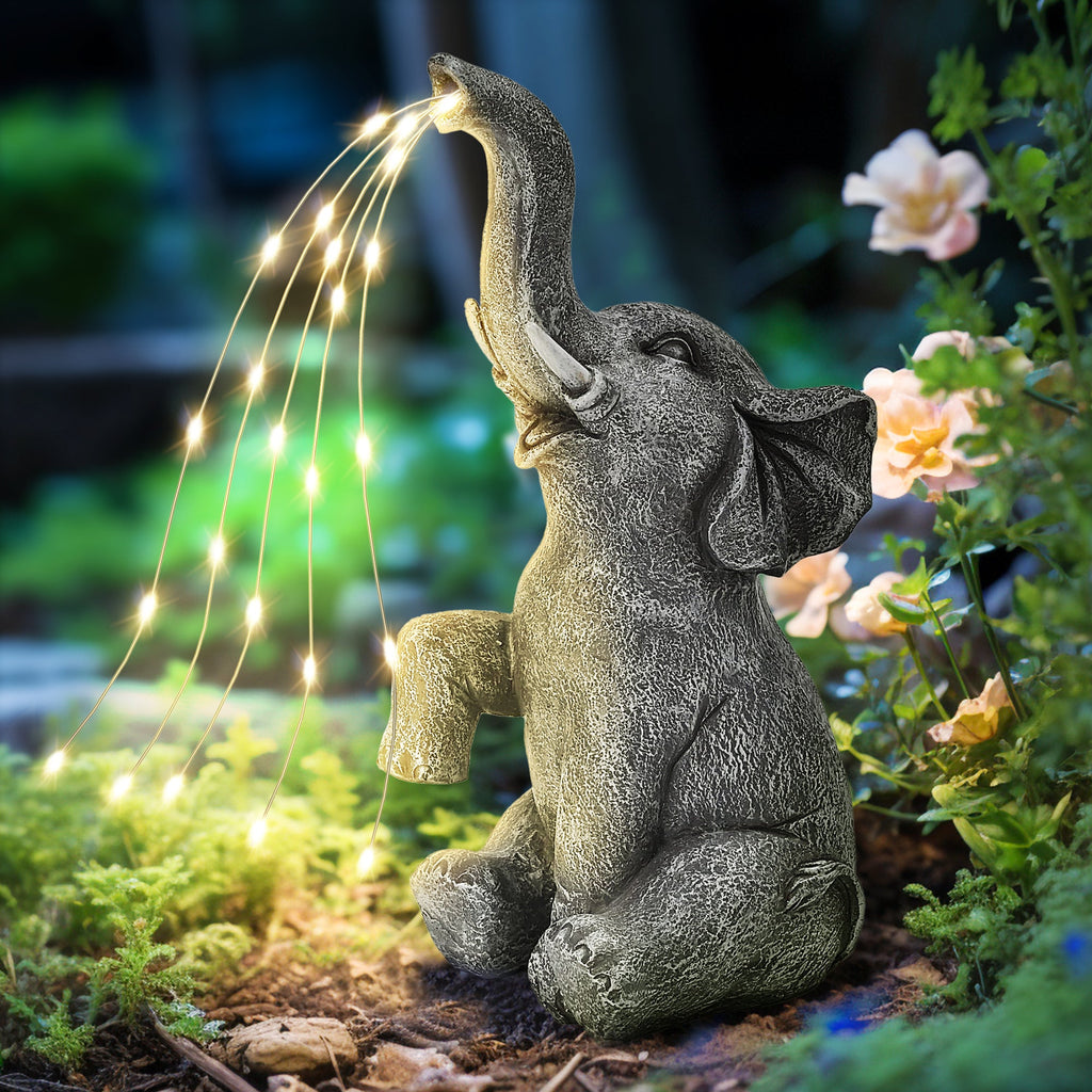 Gigalumi Solar Outdoor Elephant Statue (1 Pack)