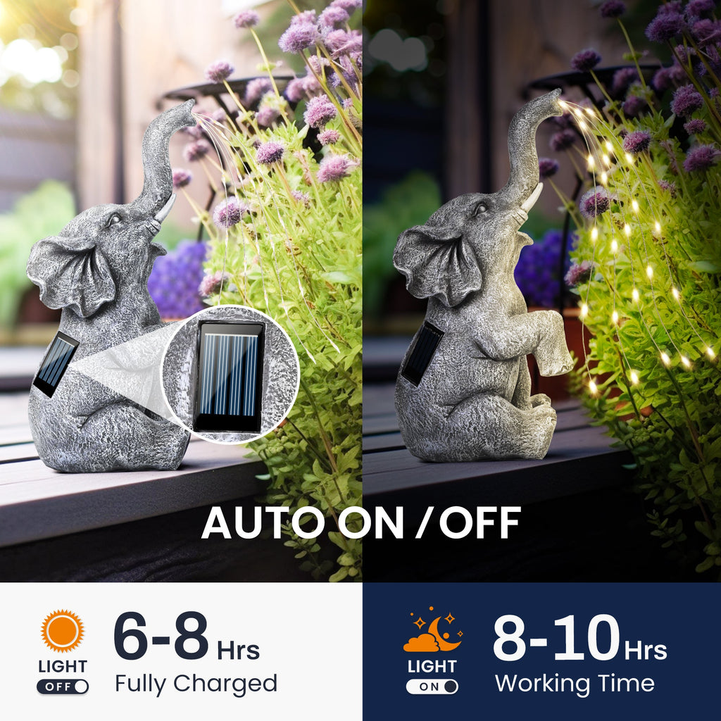 Gigalumi Solar Outdoor Elephant Statue (1 Pack)