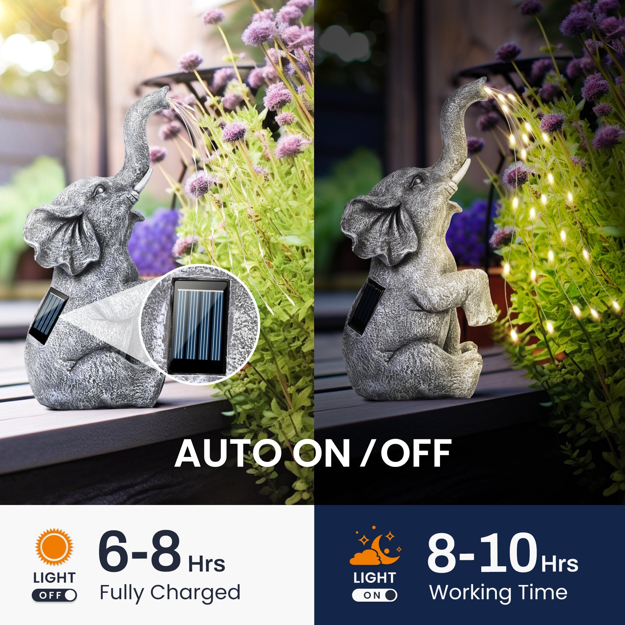 Gigalumi Solar Outdoor Elephant Statue (1 Pack)