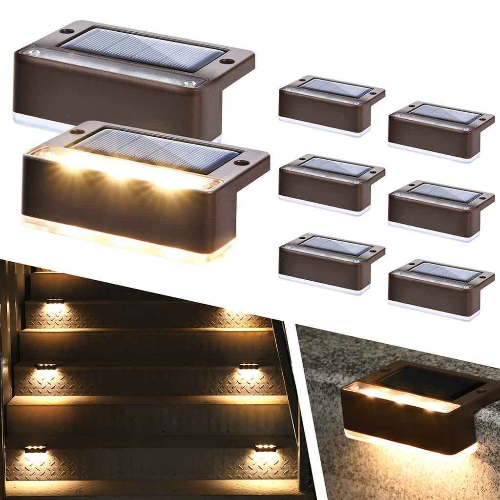 Horizontal Updated Brown Solar Deck Lights Set