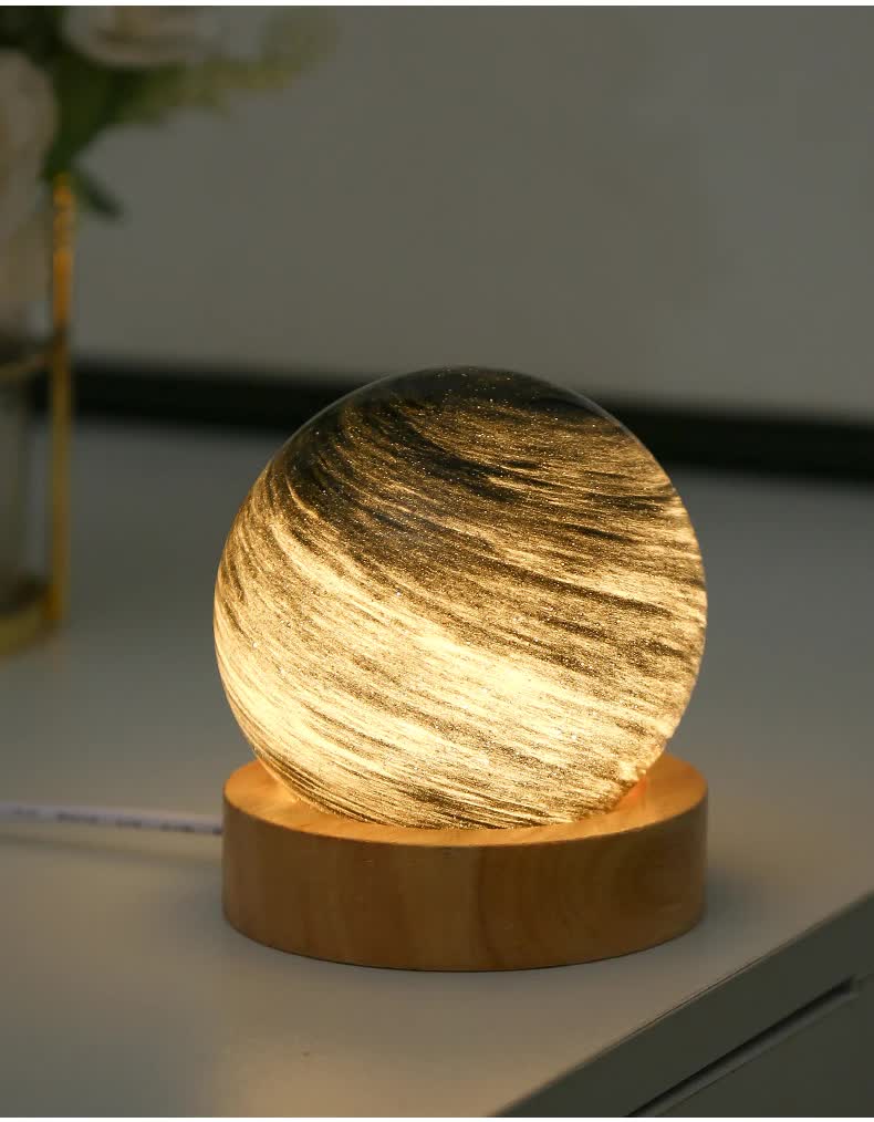 NNEDSZ Sunset LED Planet Night Light with Wooden Base, USB Rechargeable