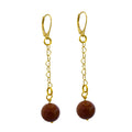 Brown Goldstone and Yellow Gold Vermeil Earrings, Heart Chain Earrings, Bloom Collection  | by nlanlaVictory