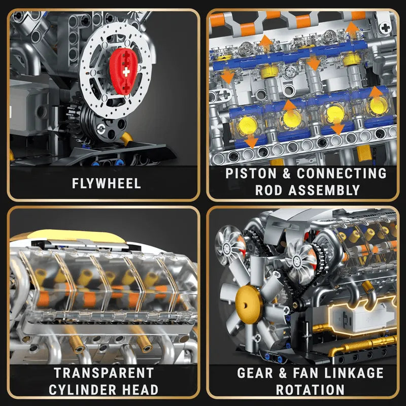 Motorised V8 Engine 691pcs